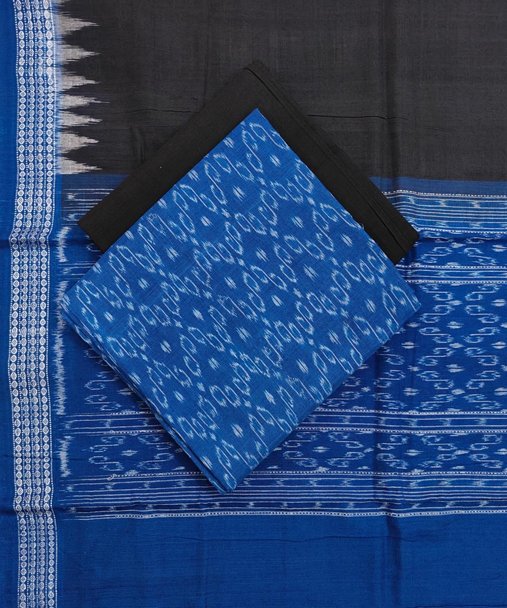 Blue Black Sambalpuri Handwoven Single Ikat Suit Set Image 1