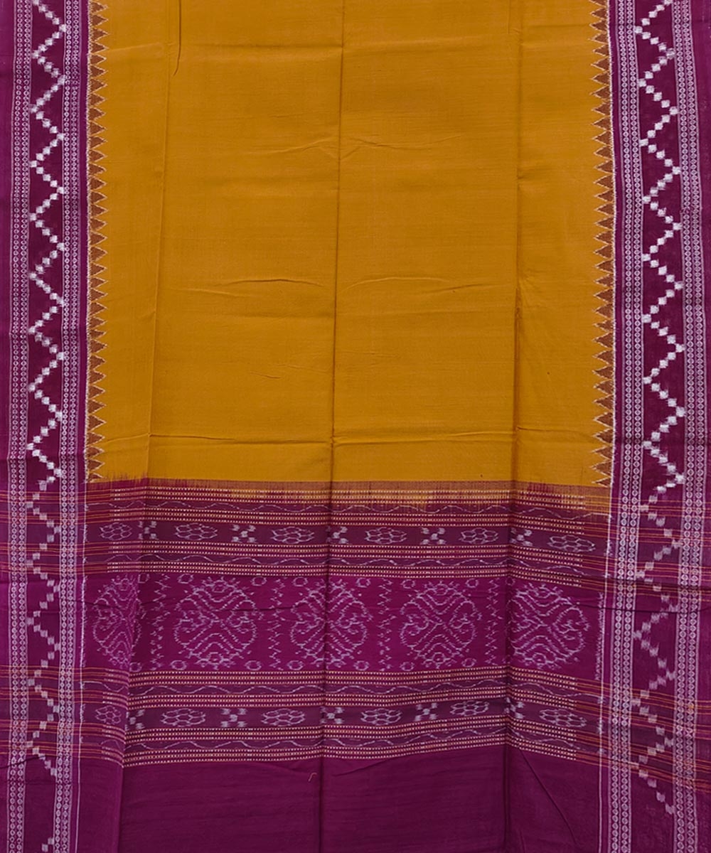 Mustard Pink Sambalpuri Handwoven Double Ikat Cotton Dupatta Image 2