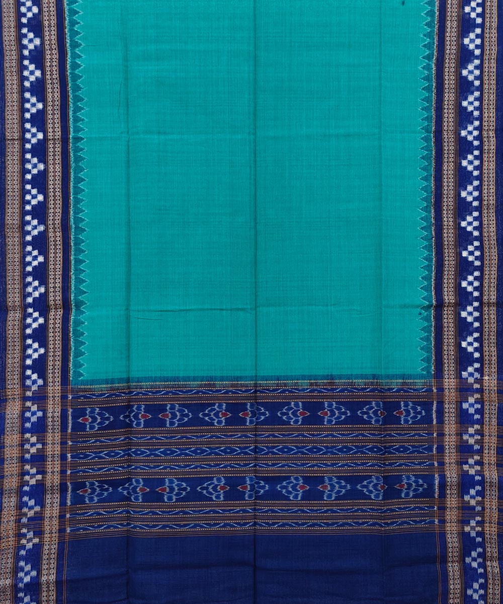 Green Blue Sambalpuri Handwoven Double Ikat Cotton Dupatta Image 2