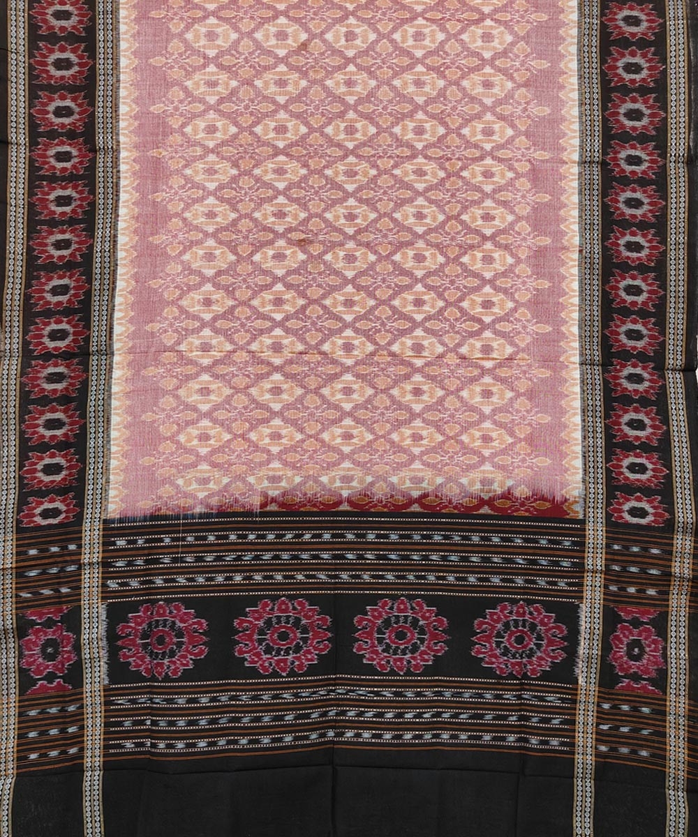 Beige Black Sambalpuri Handwoven Single Ikat Cotton Dupatta Image 2