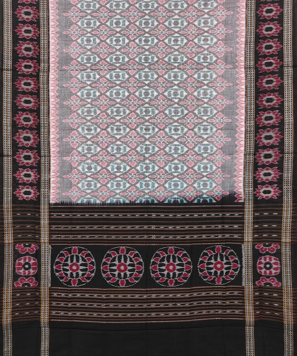 Gray Black Sambalpuri Handwoven Single Ikat Cotton Dupatta Image 2