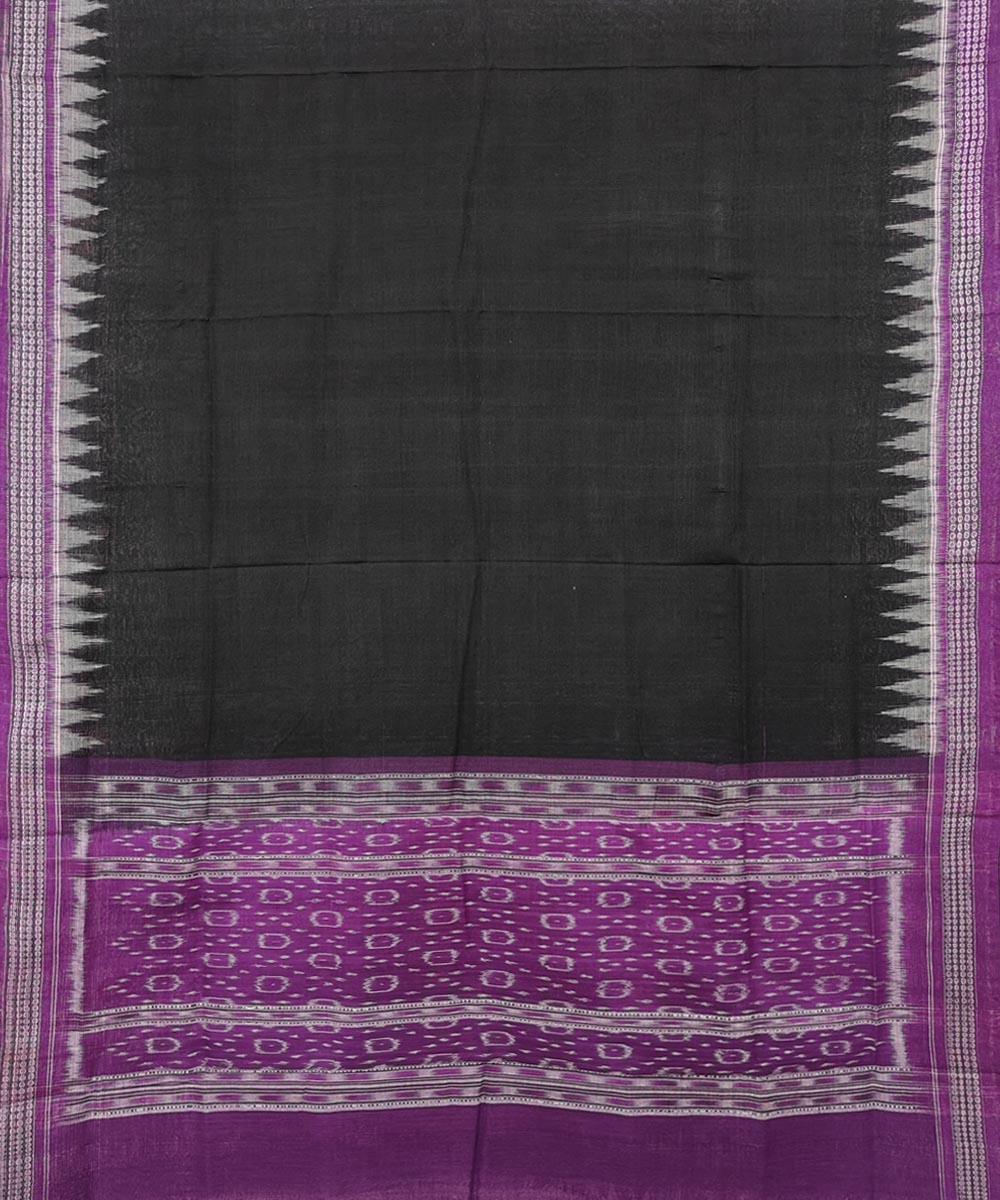 Black Purple Sambalpuri Handwoven Single Ikat Cotton Dupatta Image 2