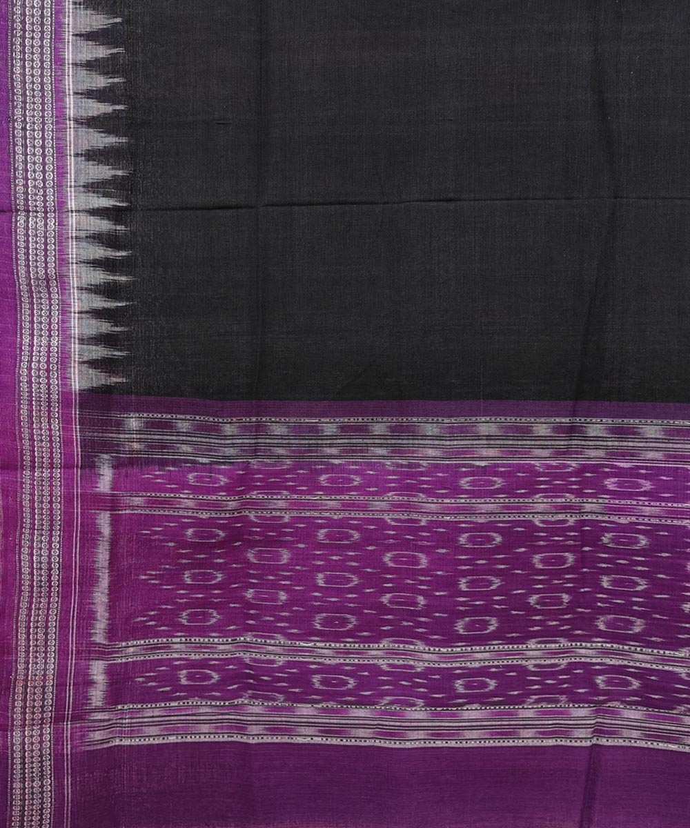 Black Purple Sambalpuri Handwoven Single Ikat Cotton Dupatta Image 3