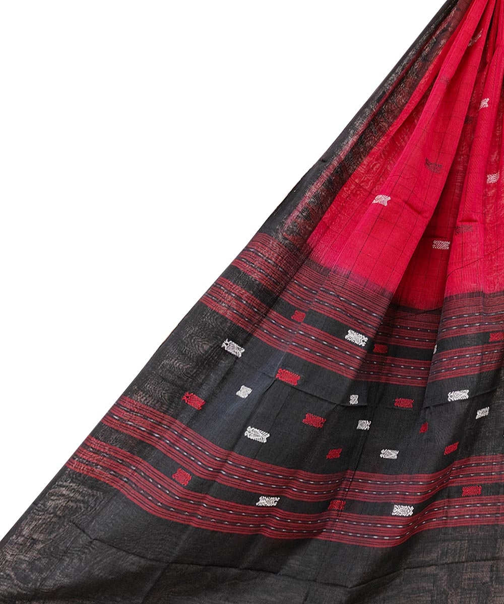 Red Black Sambalpuri Handwoven Single Ikat Cotton Dupatta Image 1