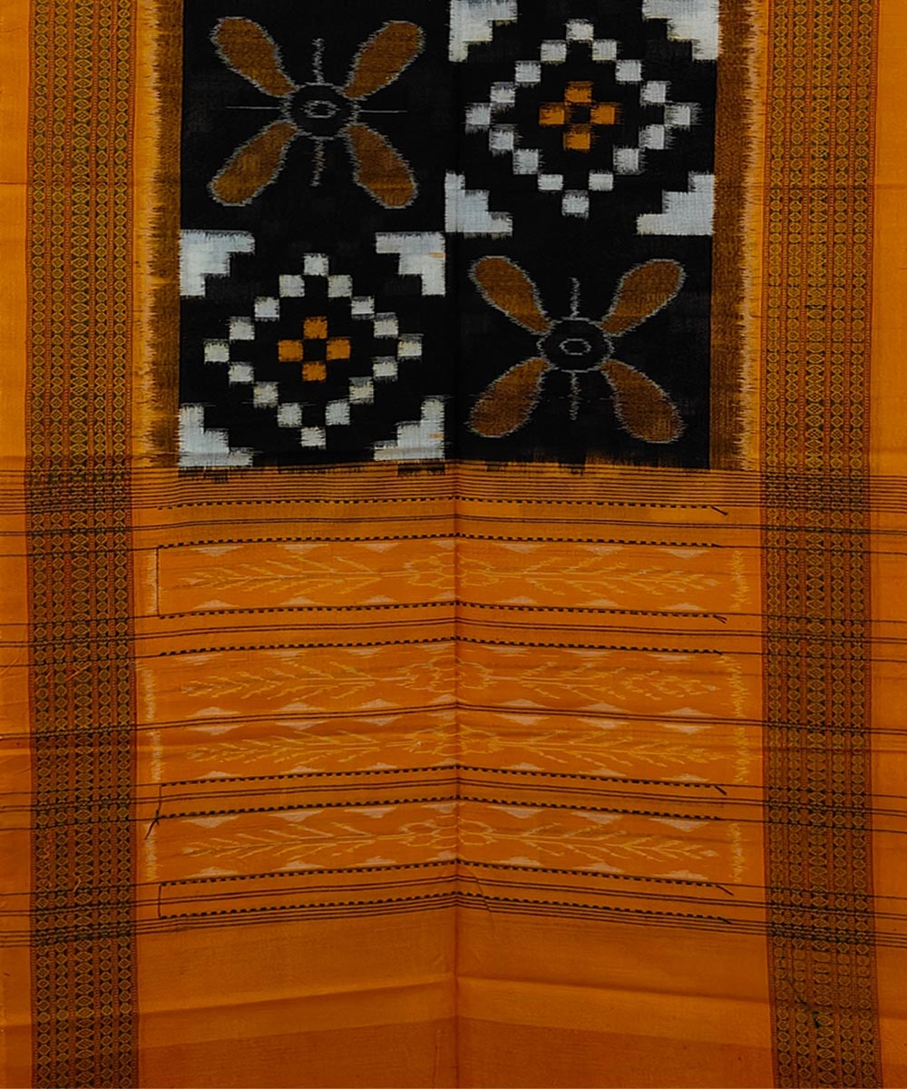 Black Mustard Sambalpuri Handwoven Double Ikat Cotton Stole Image 2