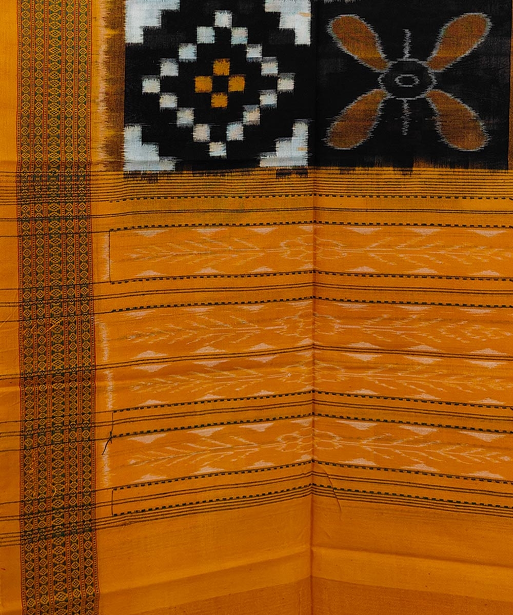 Black Mustard Sambalpuri Handwoven Double Ikat Cotton Stole Image 3