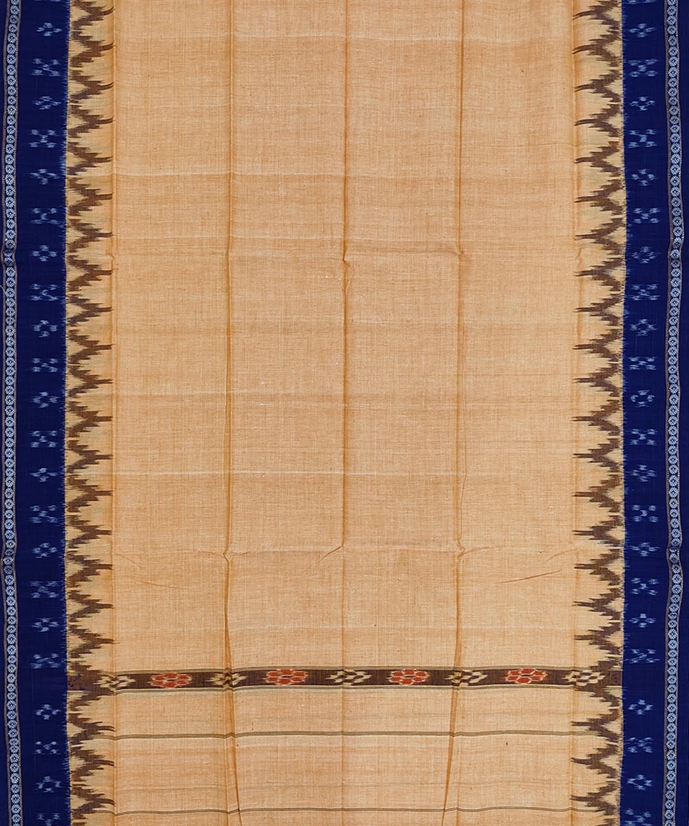 Beige Blue Sambalpuri Handwoven Cotton Gamuchha Image 3