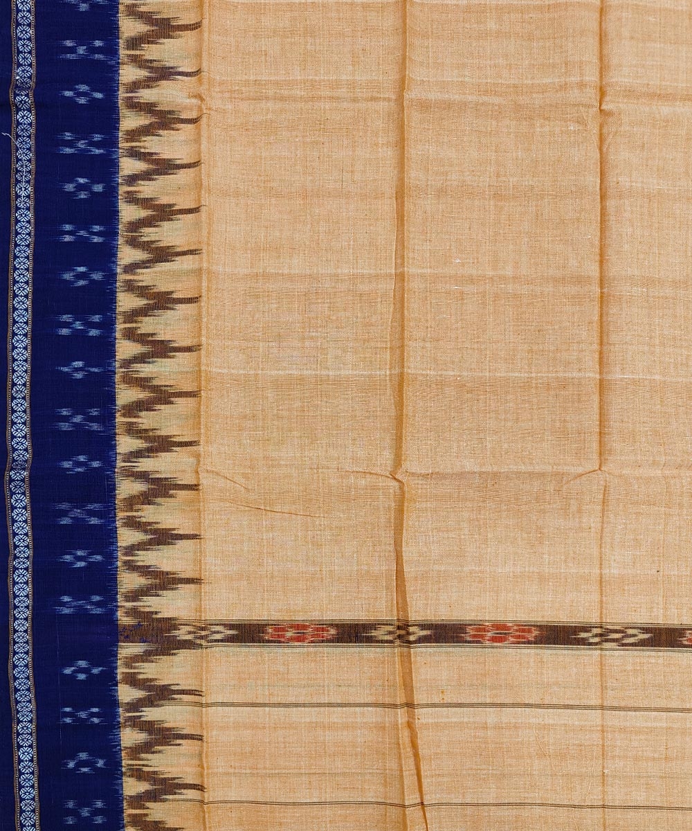 Beige Blue Sambalpuri Handwoven Cotton Gamuchha Image 4