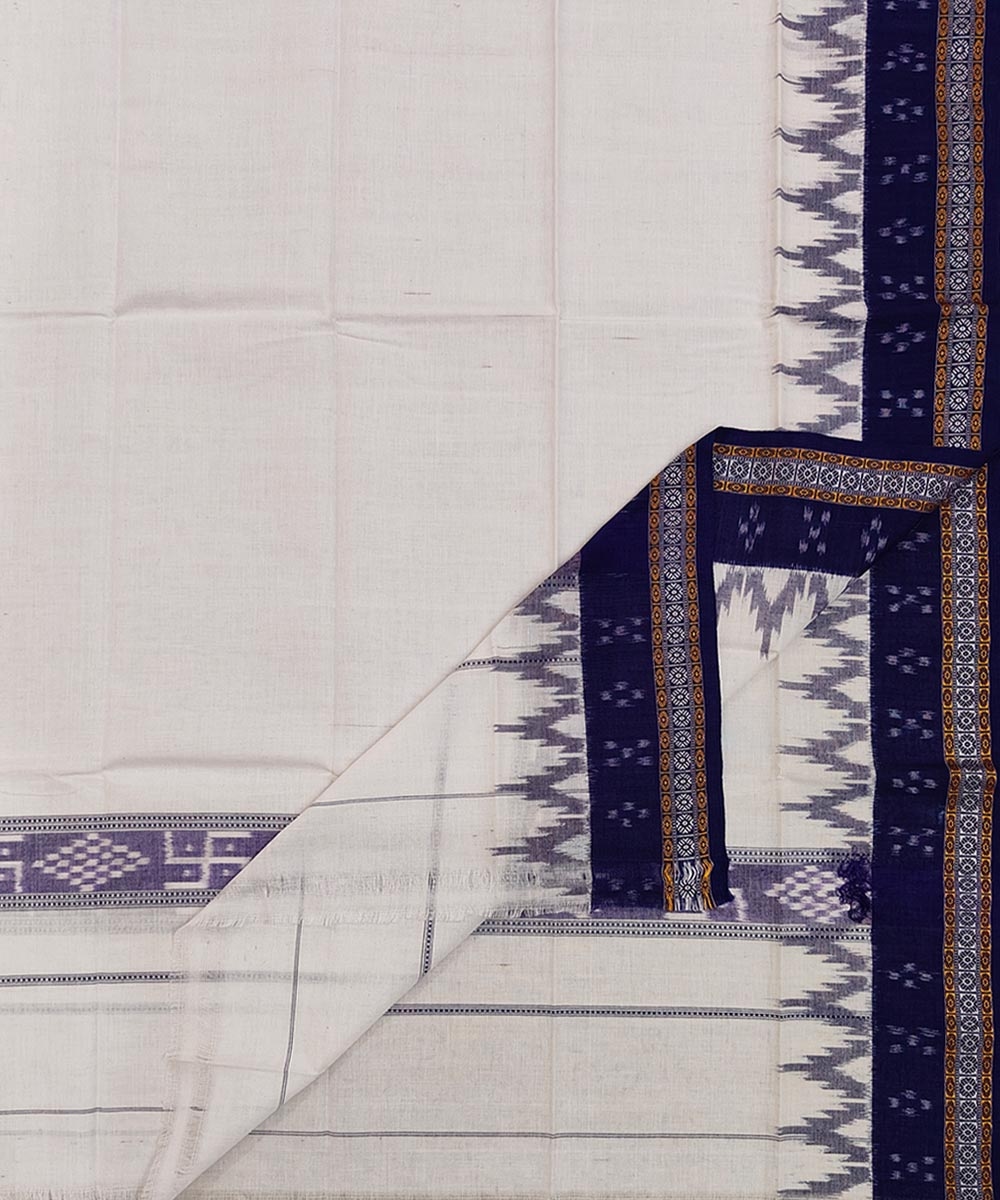 White Blue Sambalpuri Handwoven Cotton Gamuchha Image 1