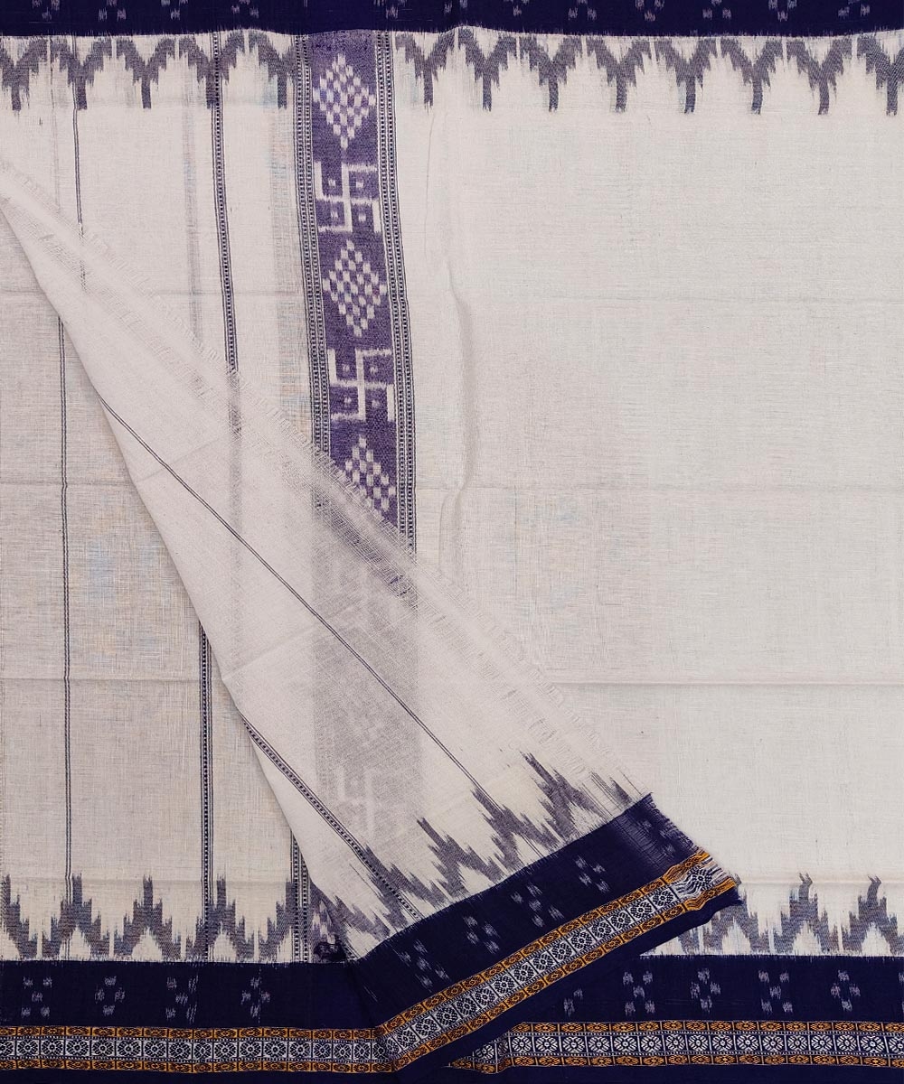 White Blue Sambalpuri Handwoven Cotton Gamuchha Image 2