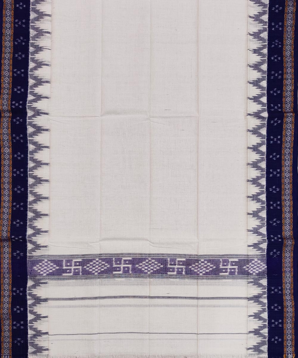 White Blue Sambalpuri Handwoven Cotton Gamuchha Image 3