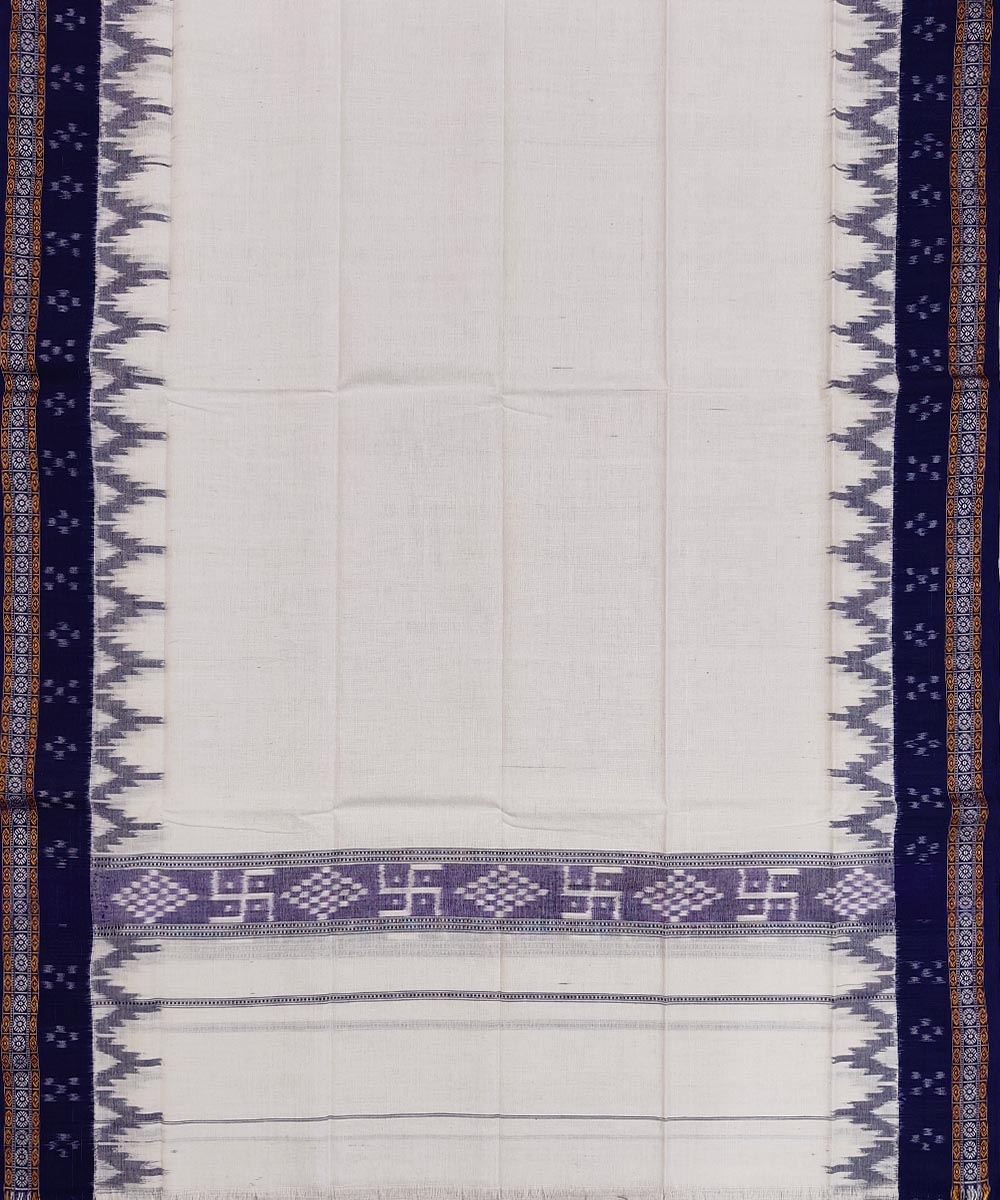 White Blue Sambalpuri Handwoven Cotton Gamuchha Image 3