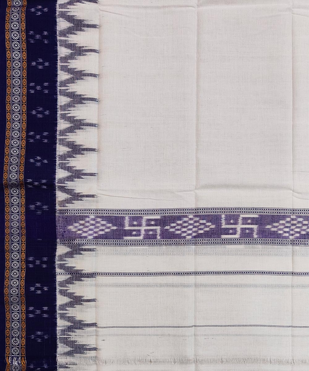 White Blue Sambalpuri Handwoven Cotton Gamuchha Image 4