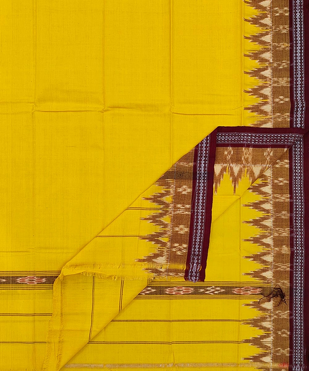 Yellow Maroon Sambalpuri Handwoven Cotton Gamuchha SFCGAM1699