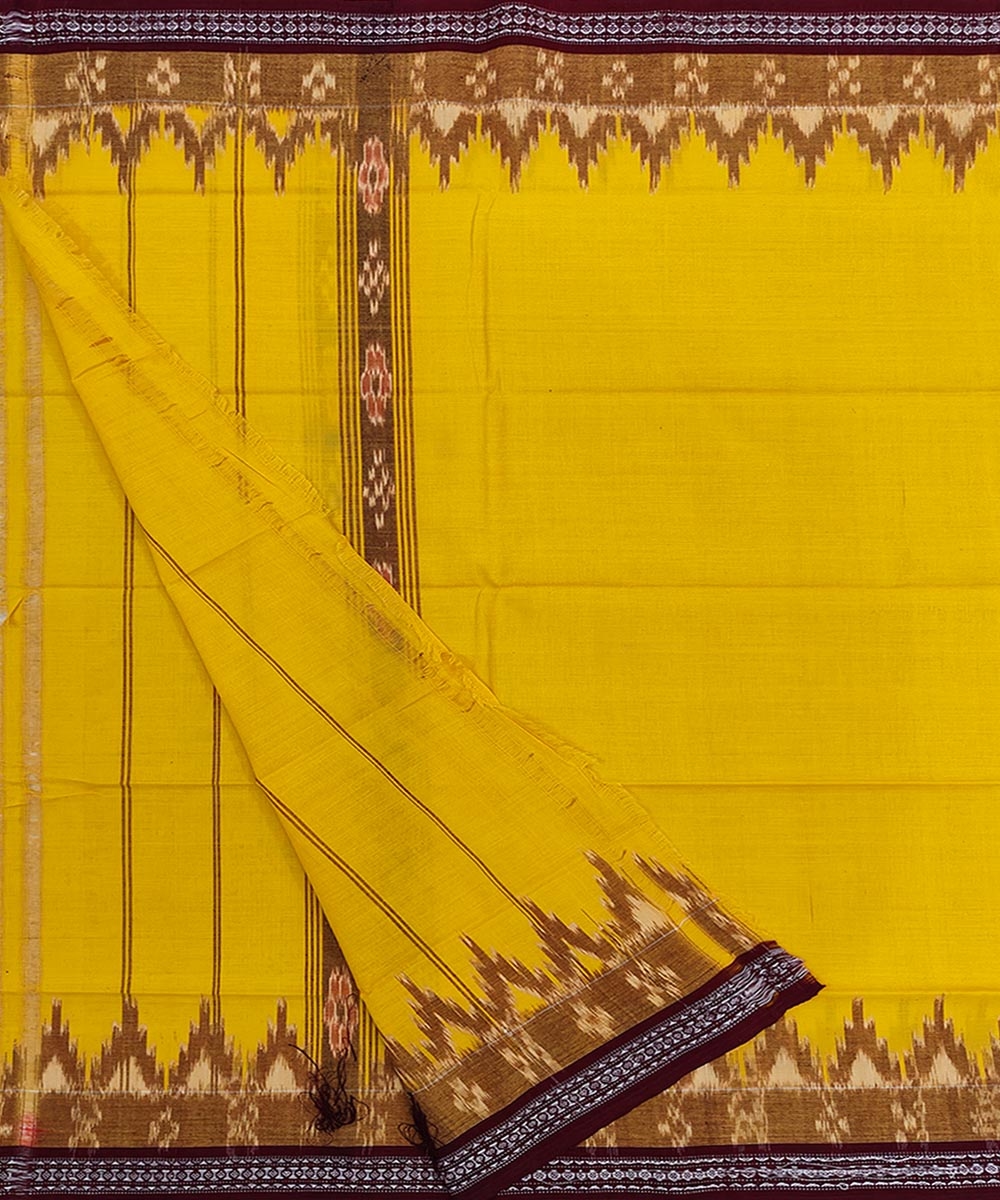 Yellow Maroon Sambalpuri Handwoven Cotton Gamuchha Image 2