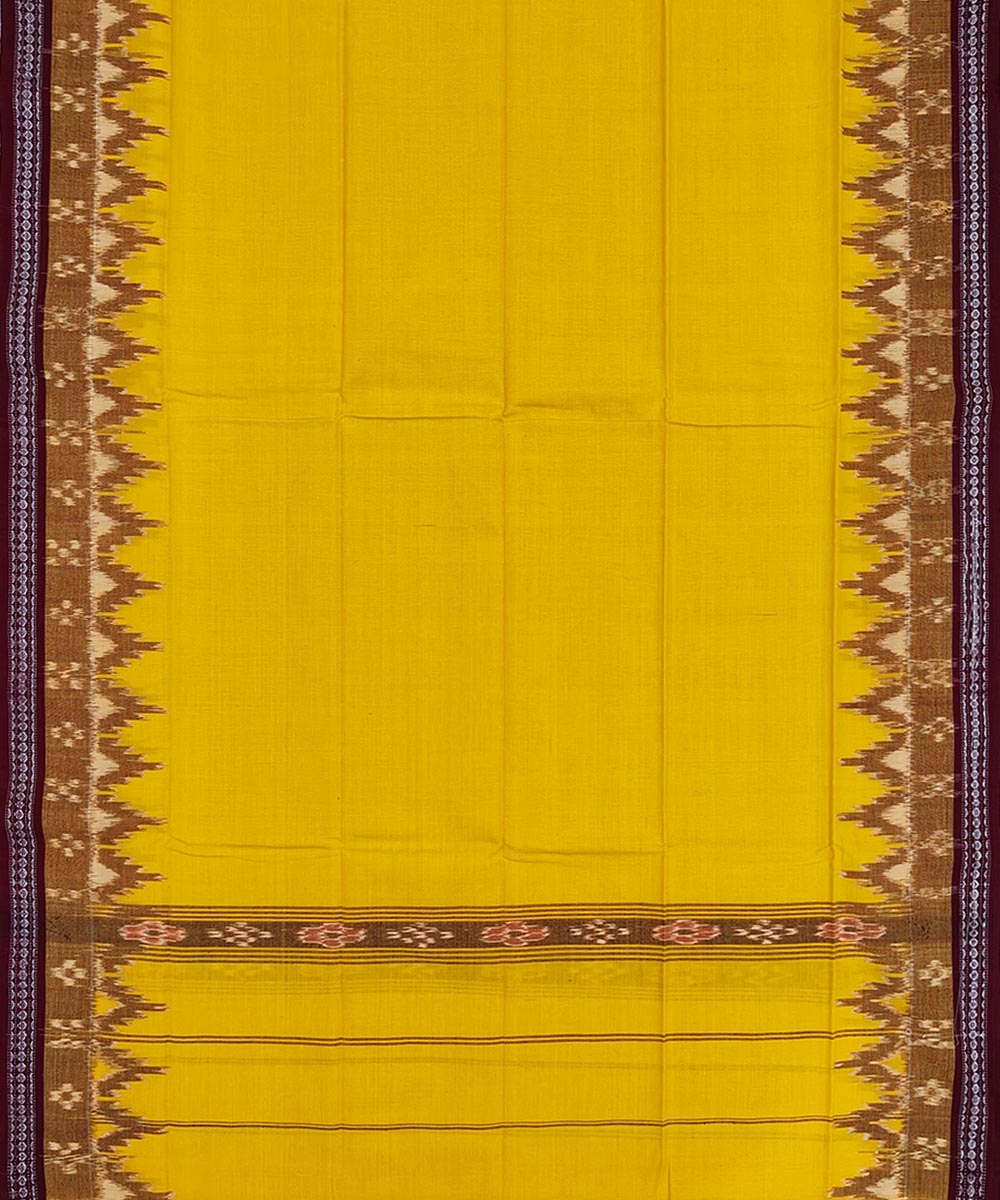 Yellow Maroon Sambalpuri Handwoven Cotton Gamuchha Image 3