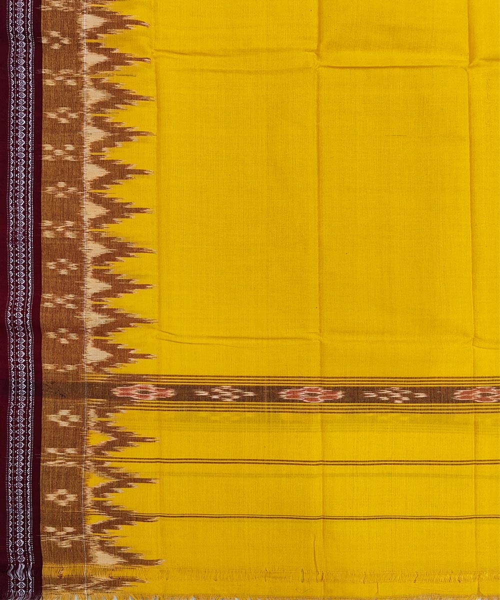 Yellow Maroon Sambalpuri Handwoven Cotton Gamuchha Image 4