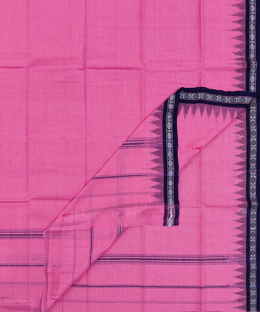 Pink Blue Sambalpuri Handwoven Cotton Gamuchha Image 1