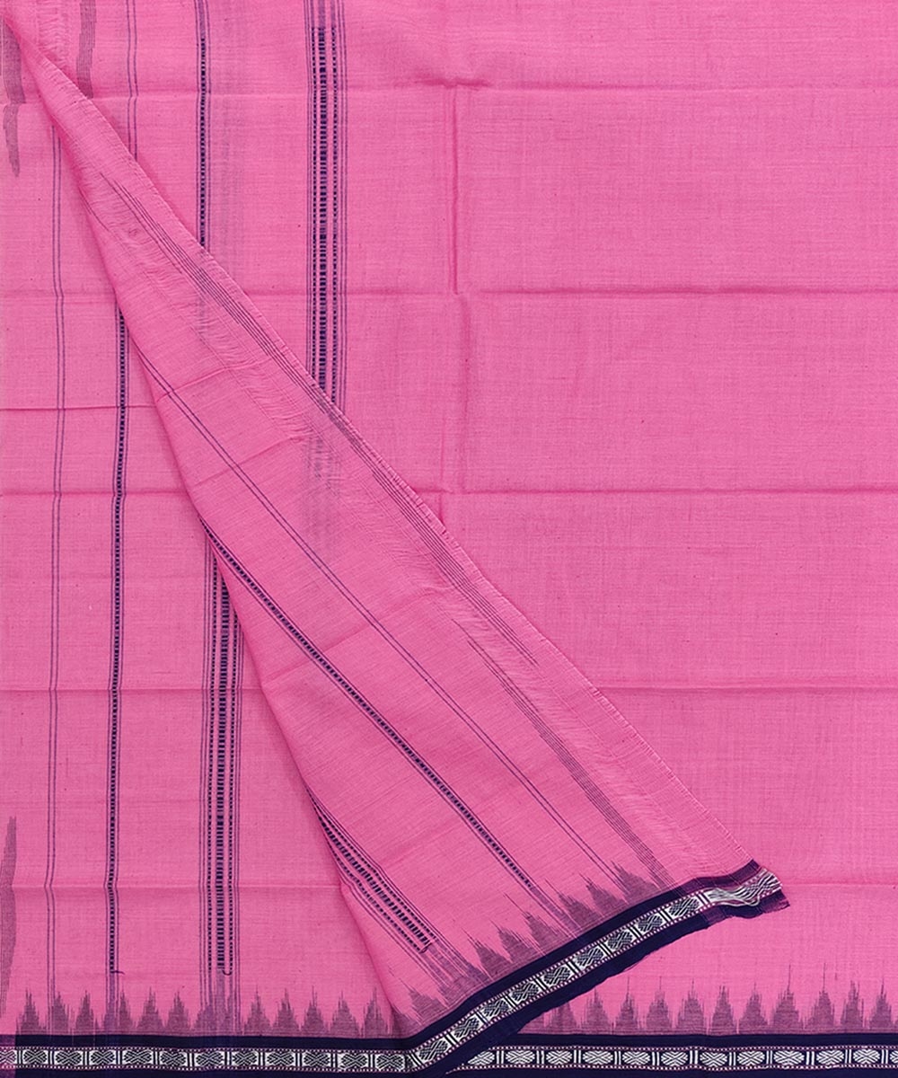 Pink Blue Sambalpuri Handwoven Cotton Gamuchha Image 2