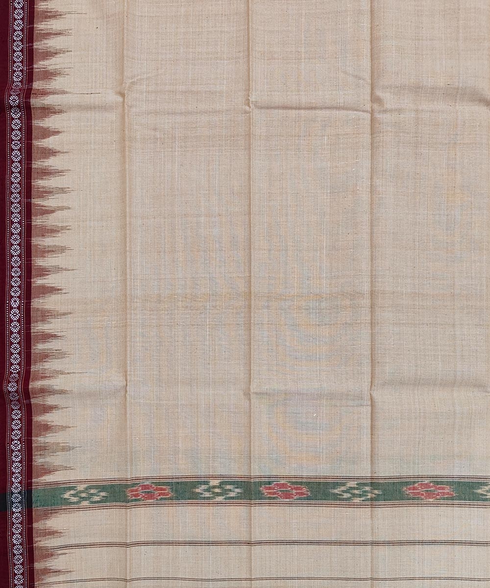 Beige Maroon Sambalpuri Handwoven Cotton Gamuchha Image 4