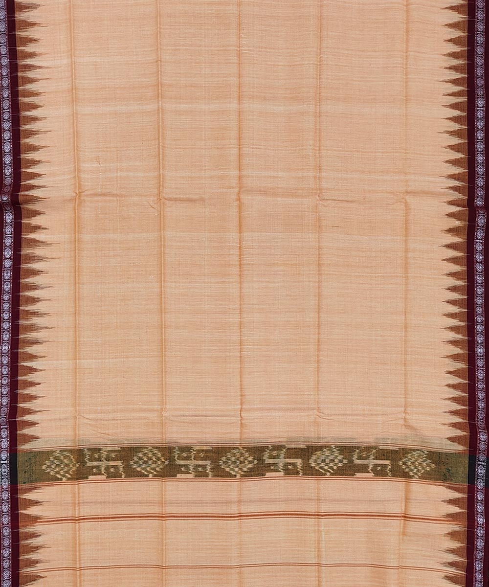 Beige Maroon Sambalpuri Handwoven Cotton Gamuchha Image 3