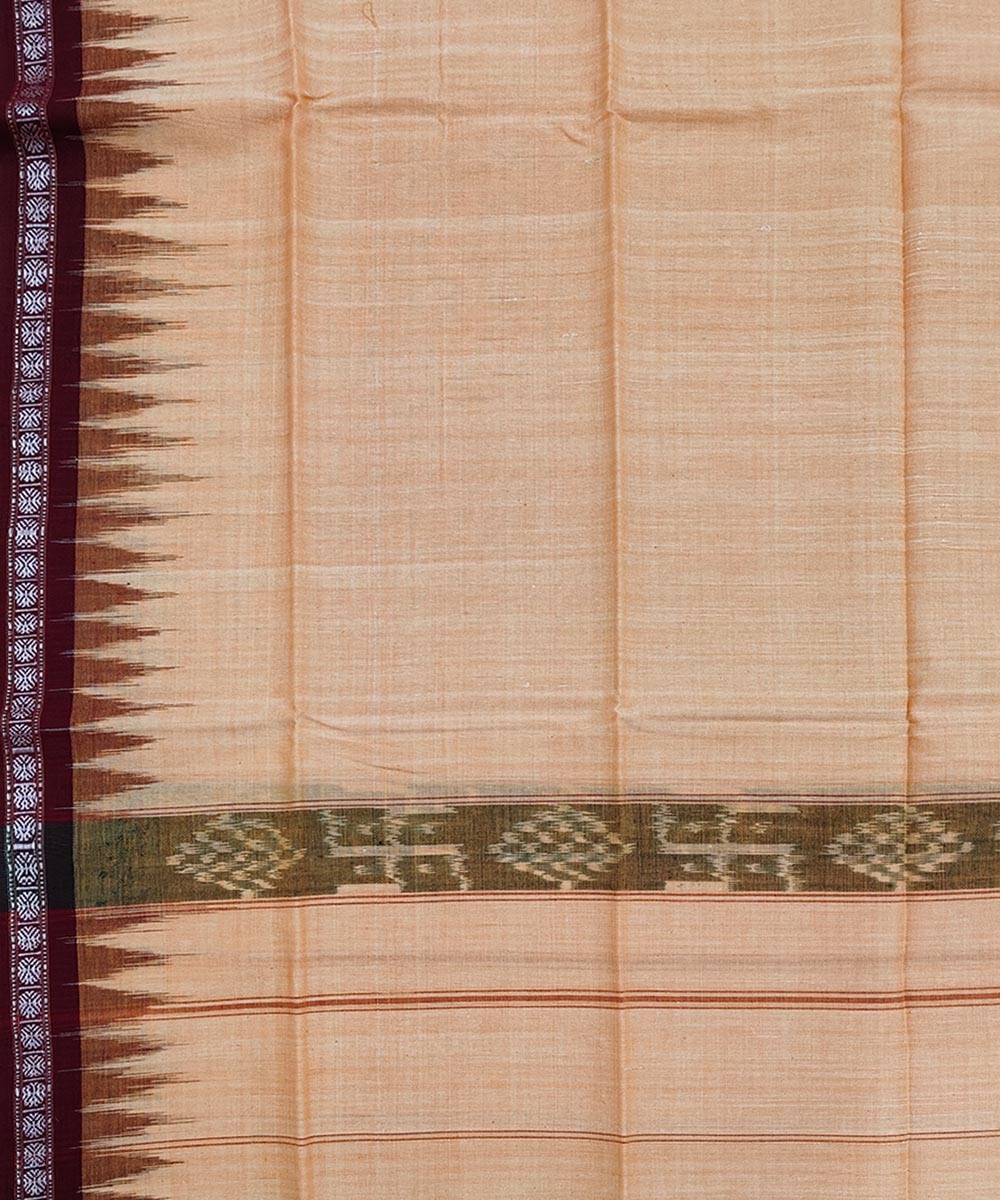 Beige Maroon Sambalpuri Handwoven Cotton Gamuchha Image 4