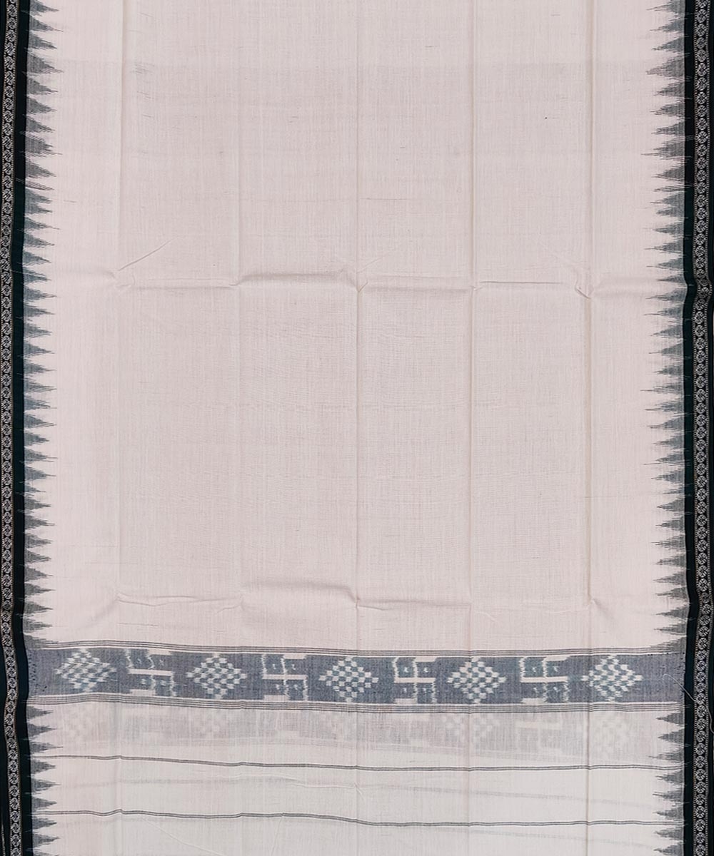 White Green Sambalpuri Handwoven Cotton Gamuchha Image 3