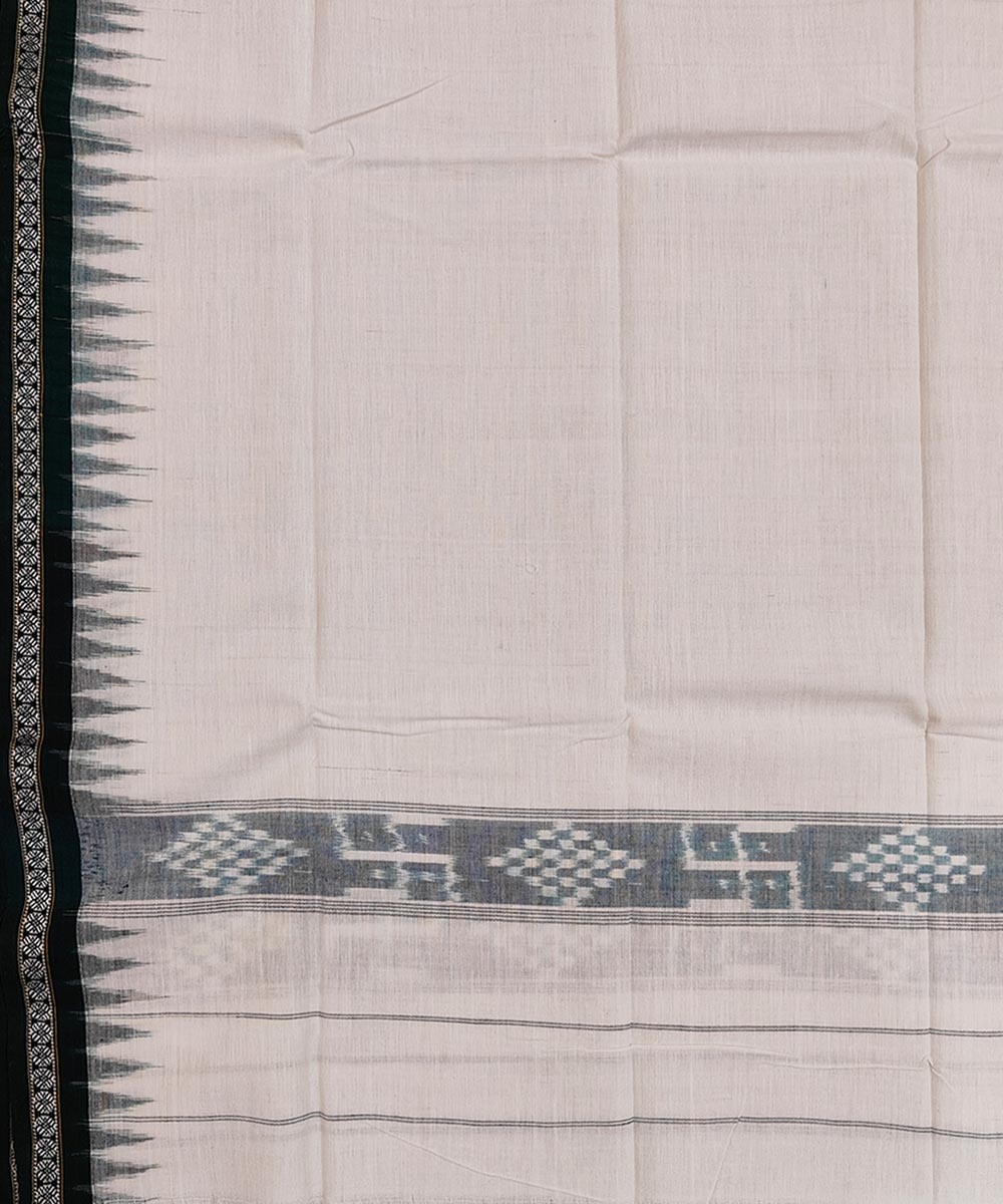 White Green Sambalpuri Handwoven Cotton Gamuchha Image 4