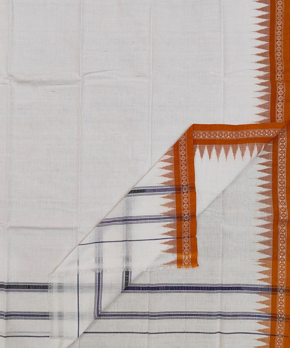 White Sambalpuri Handwoven Cotton Gamuchha Image 1