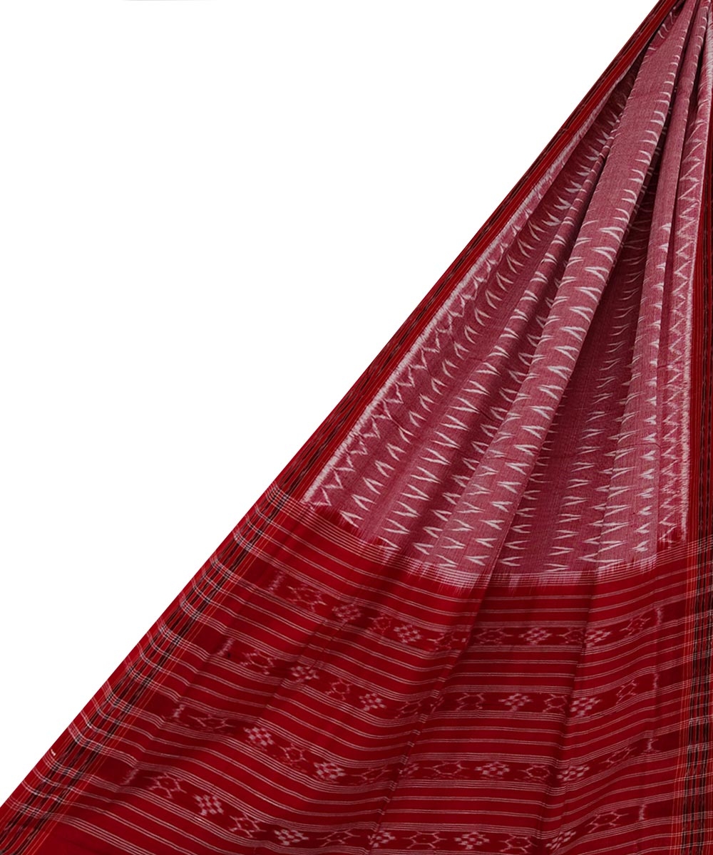 Pink Red Sambalpuri Handwoven Single Ikat Cotton Dupatta Image 1