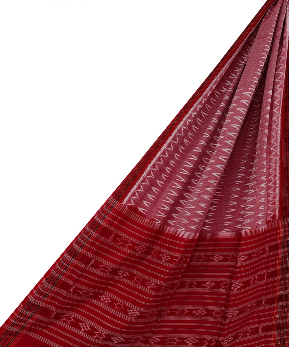 Pink Red Sambalpuri Handwoven Single Ikat Cotton Dupatta SFCDUP1717