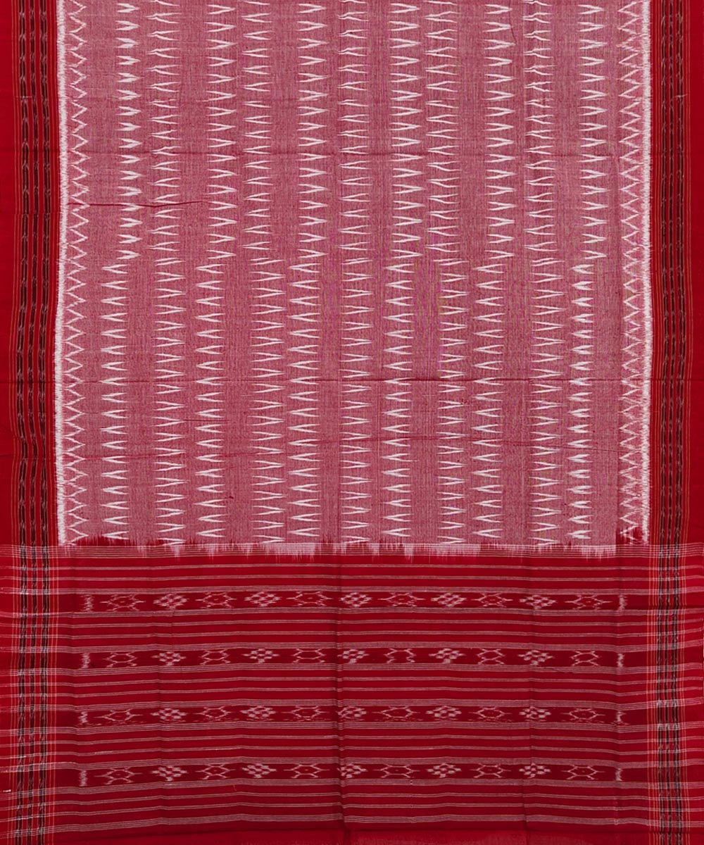 Pink Red Sambalpuri Handwoven Single Ikat Cotton Dupatta Image 2