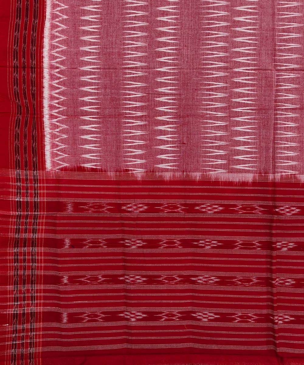 Pink Red Sambalpuri Handwoven Single Ikat Cotton Dupatta Image 3