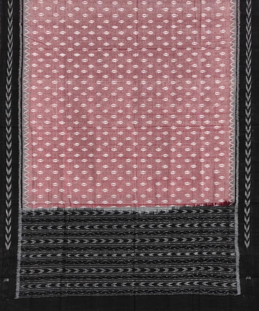 Pink Black Sambalpuri Handwoven Single Ikat Cotton Dupatta Image 2