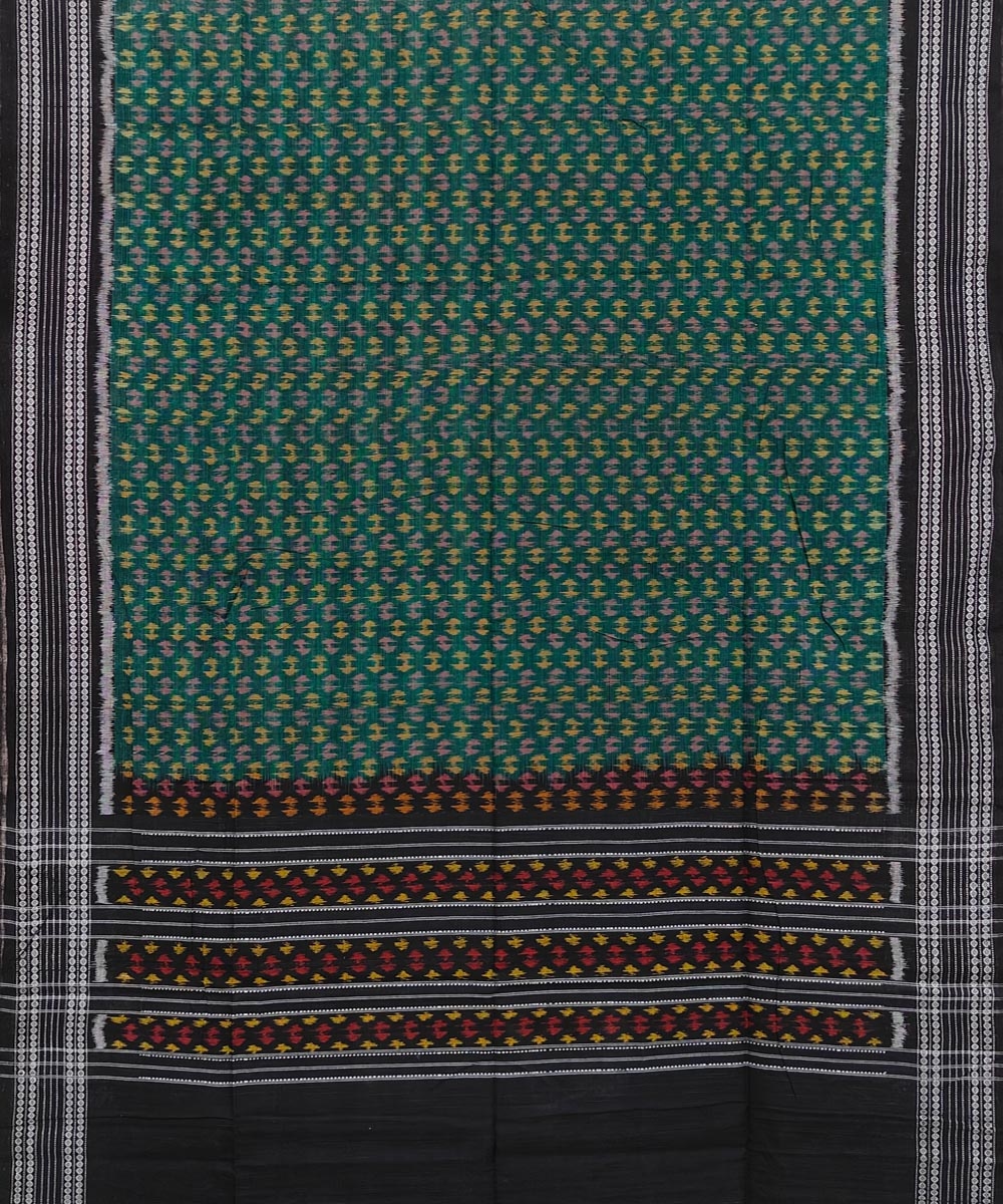 Green Black Sambalpuri Handwoven Single Ikat Cotton Dupatta Image 2