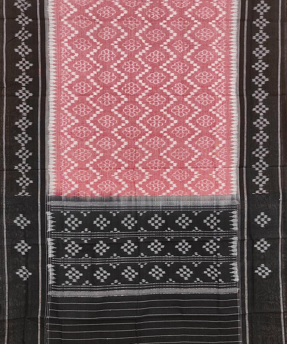 Pink Black Sambalpuri Handwoven Single Ikat Cotton Dupatta Image 2