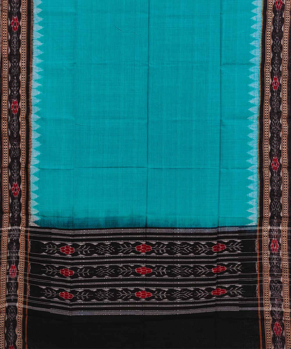 Green Black Sambalpuri Handwoven Single Ikat Cotton Dupatta Image 2