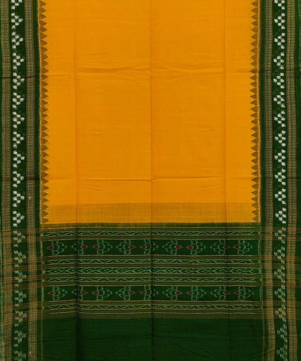 Yellow Green Sambalpuri Handwoven Single Ikat Cotton Dupatta Image 2