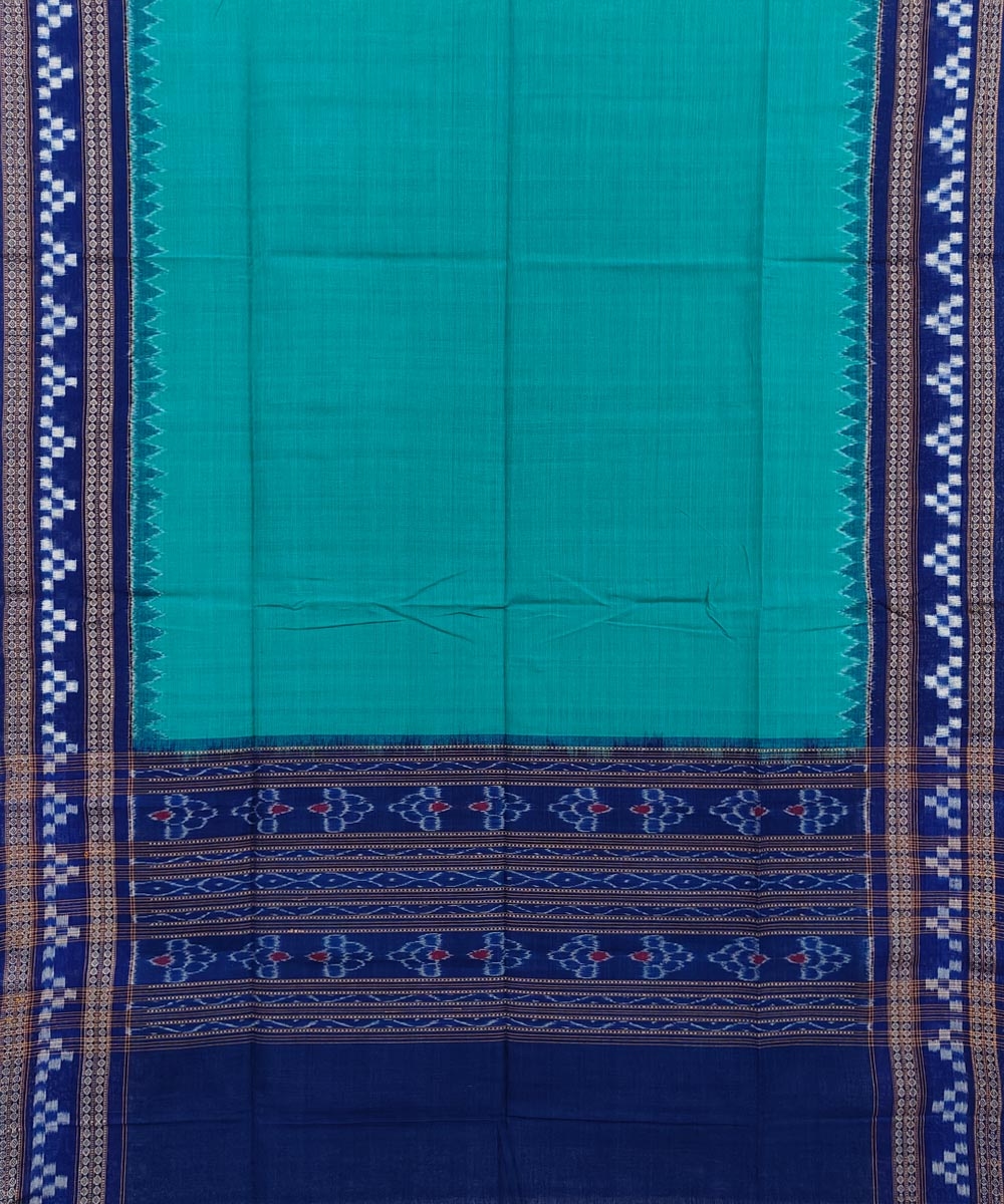 Green Blue Sambalpuri Handwoven Single Ikat Cotton Dupatta Image 2