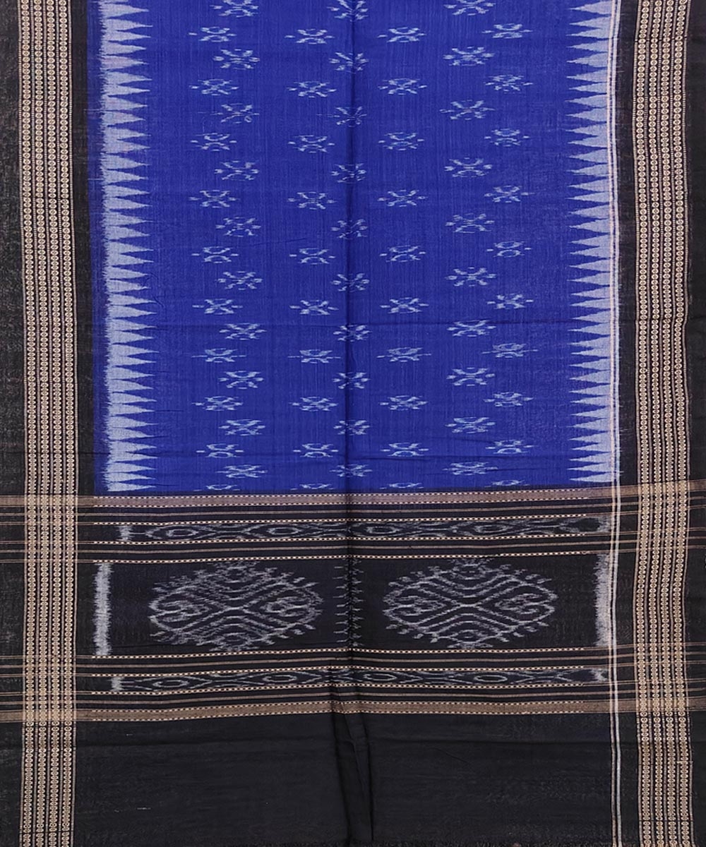 Blue Black Sambalpuri Handwoven Single Ikat Cotton Stole Image 2