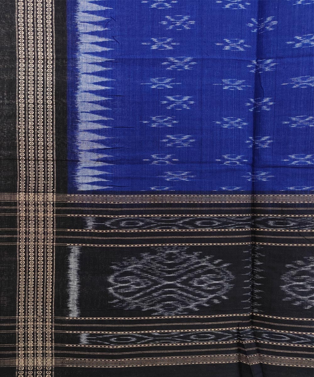 Blue Black Sambalpuri Handwoven Single Ikat Cotton Stole Image 3