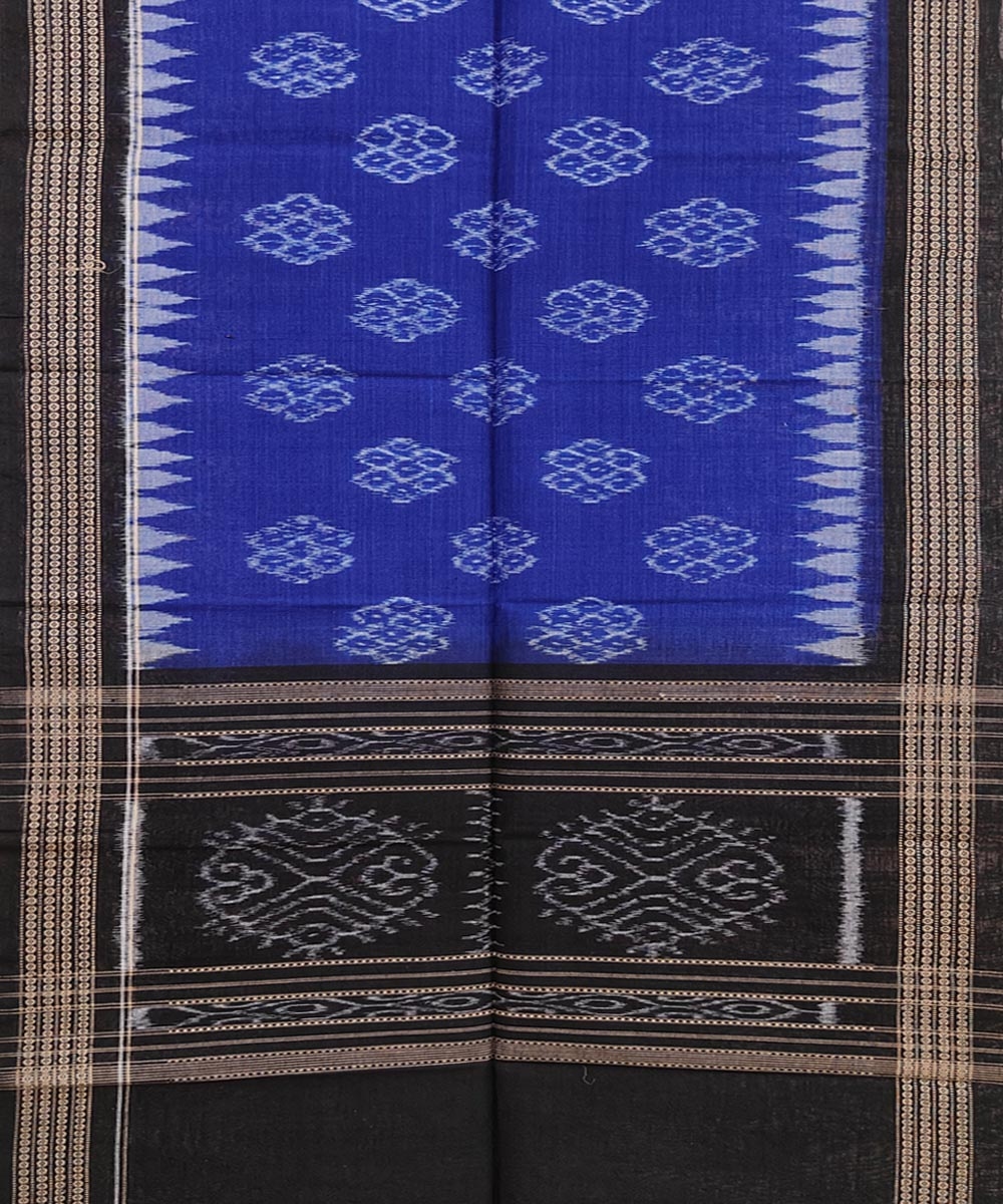 Blue Black Sambalpuri Handwoven Single Ikat Cotton Stole Image 2