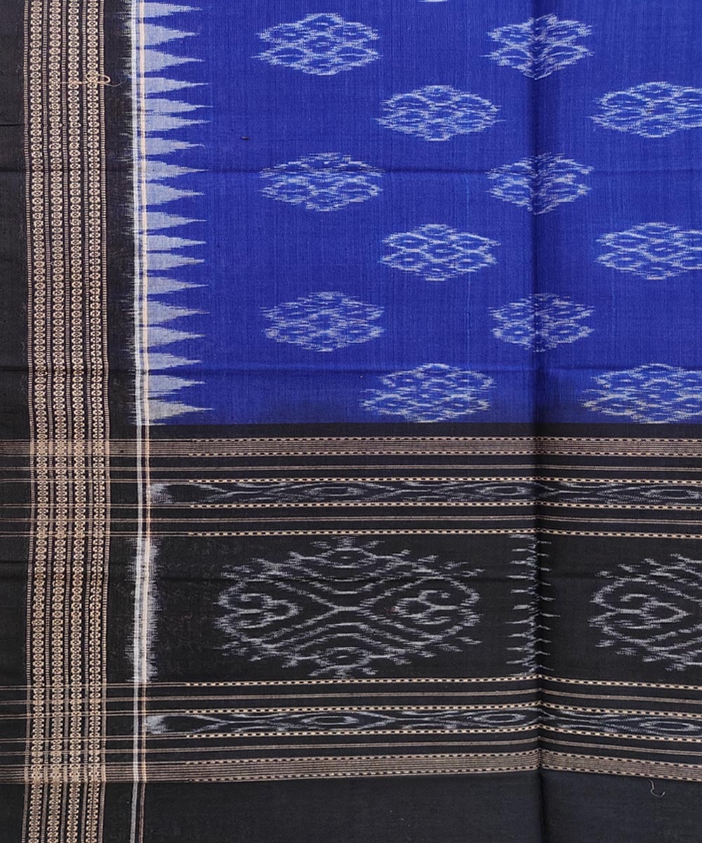 Blue Black Sambalpuri Handwoven Single Ikat Cotton Stole Image 3