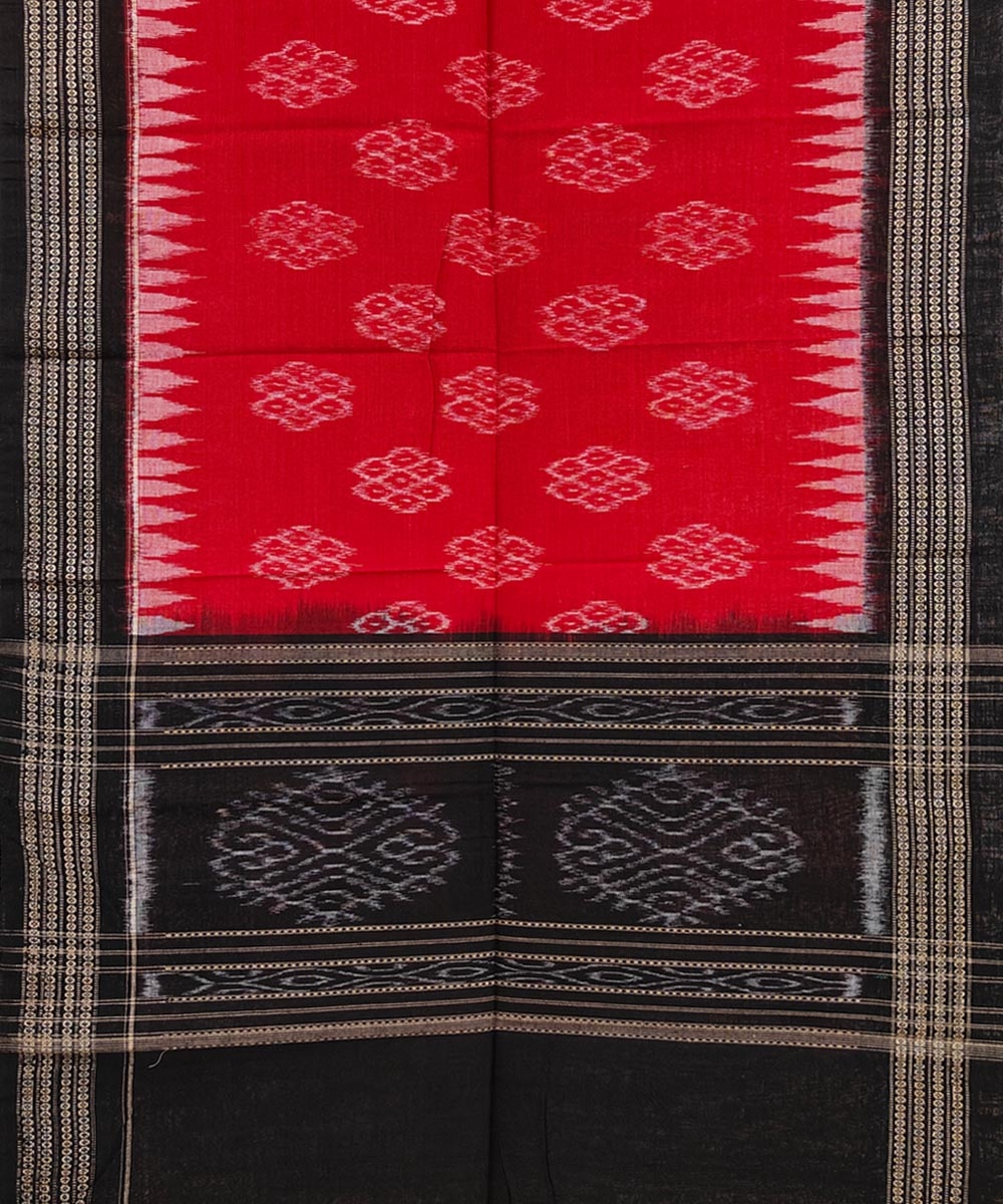 Maroon Black Sambalpuri Handwoven Single Ikat Cotton Stole Image 2