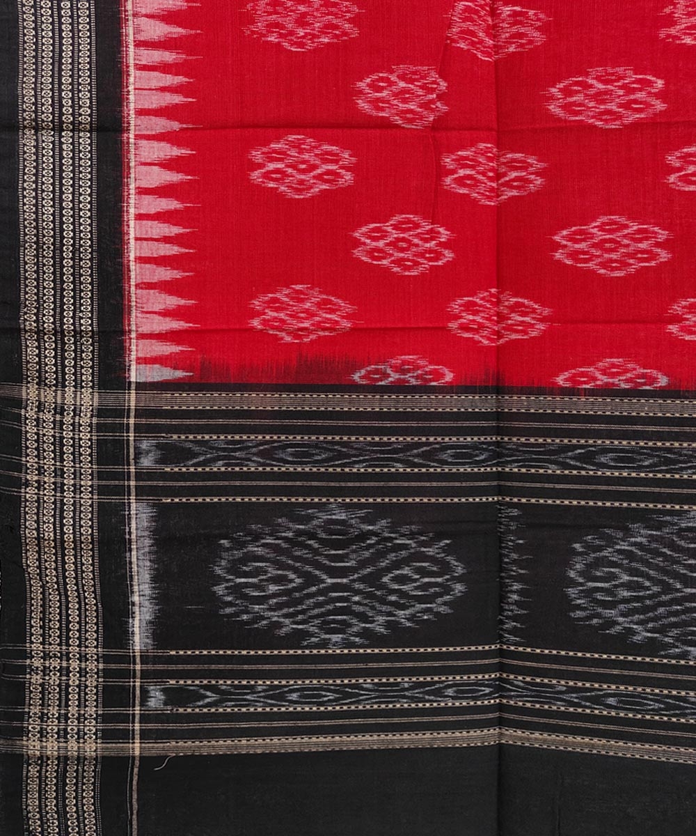 Maroon Black Sambalpuri Handwoven Single Ikat Cotton Stole Image 3