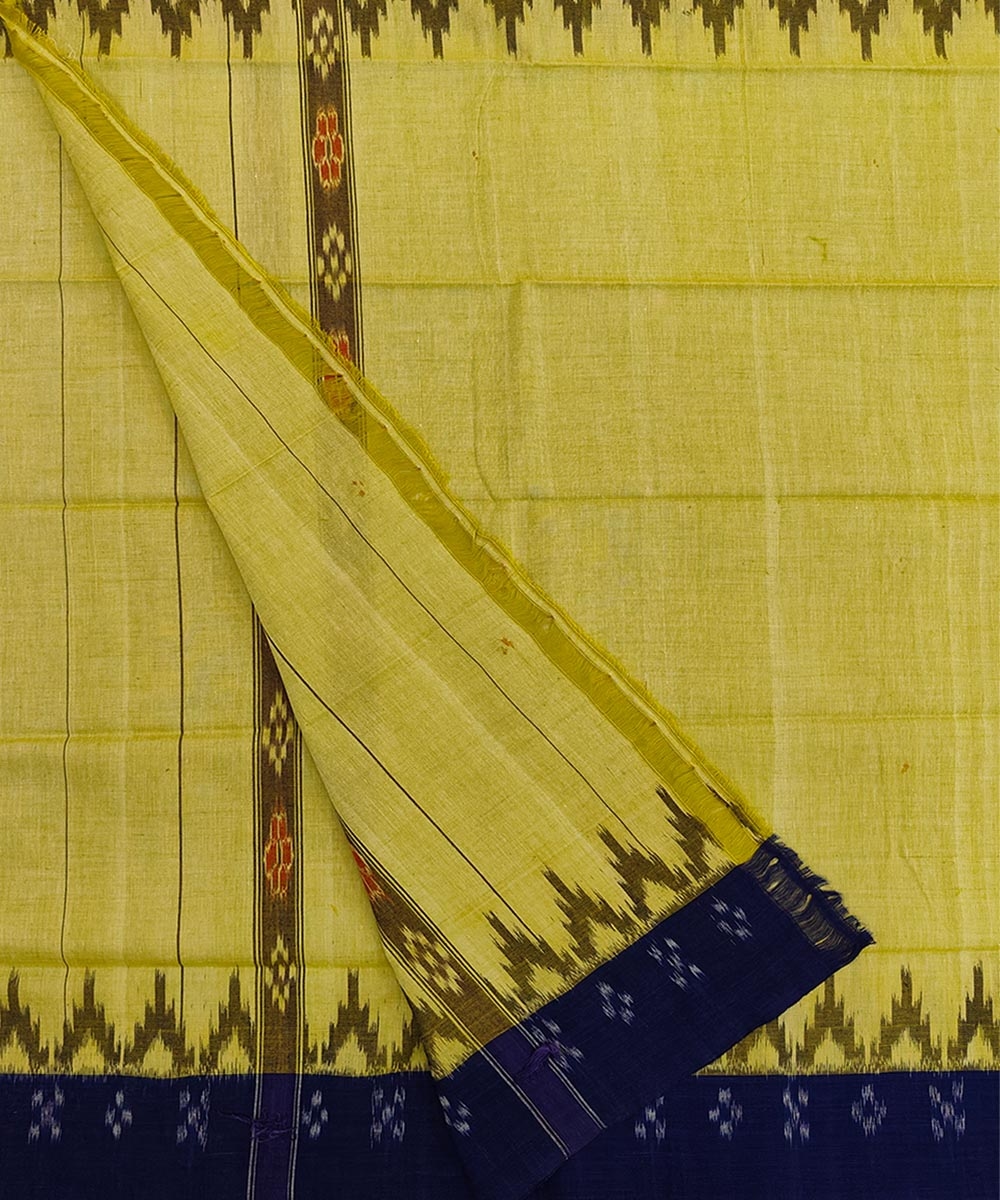 Yellow Blue Sambalpuri Handwoven Cotton Gamuchha Image 2