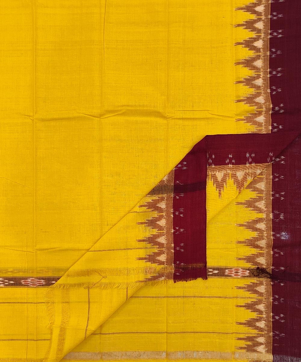 Yellow Maroon Sambalpuri Handwoven Cotton Gamuchha SFCGAM1738