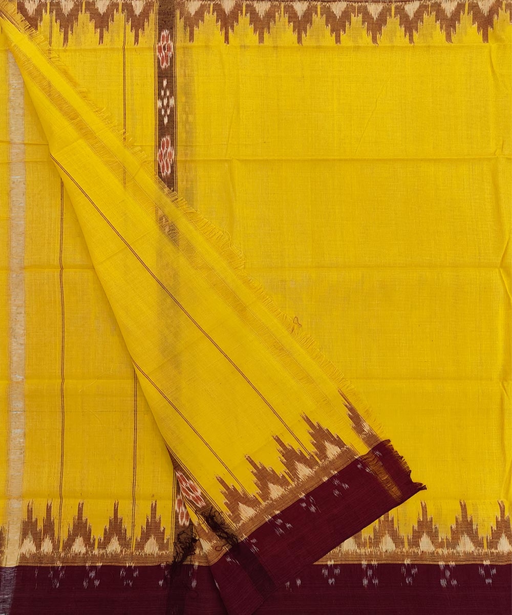 Yellow Maroon Sambalpuri Handwoven Cotton Gamuchha Image 2