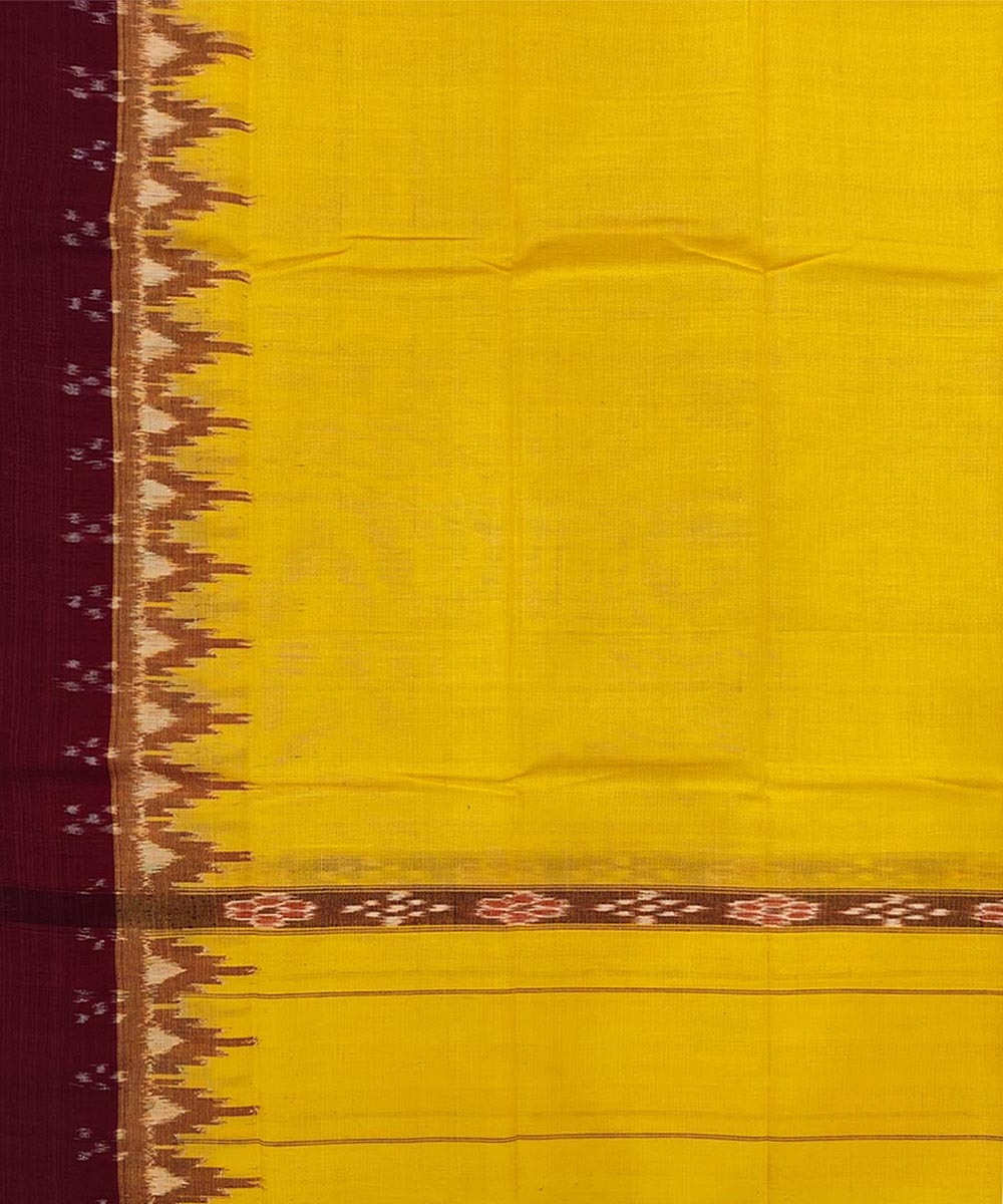 Yellow Maroon Sambalpuri Handwoven Cotton Gamuchha Image 4