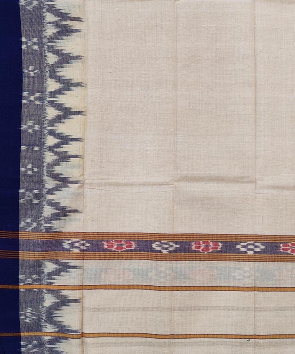 Beige Blue Sambalpuri Handwoven Cotton Gamuchha Image 4